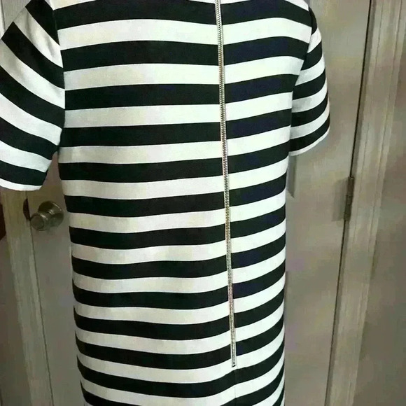 Kate Spade New York Black and Cream Midi Cotton/Silk Zippered Back Womens Size 8 - Picture 4 of 16